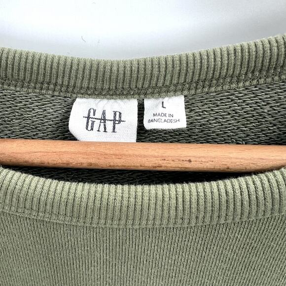 GAP Logo Crewneck Sweatshirt Army Green Y2K Womens Large - Picture 4 of 5
